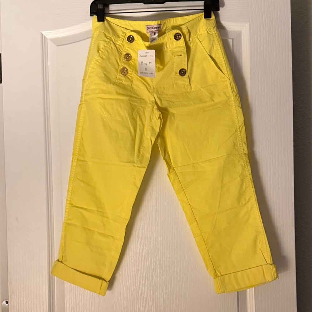 New York & Company Bright Yellow Cropped Pants - Picture 4 of 7